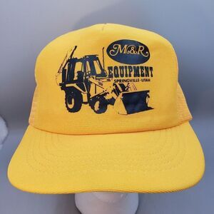 Vintage CASE Construction Equipment Snap Back Trucker  Farmer Hat Cap Yellow